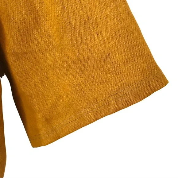 Gold Linen Kimono, Golden Yellow - Picture 7 of 8
